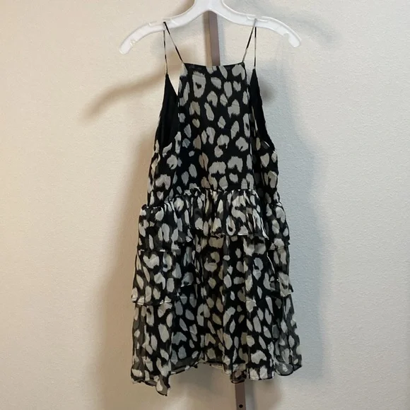 TCEC  Animal Print Tiered Ruffle Crepe Chiffon Mini Dress with Full LIning - Picture 10 of 10